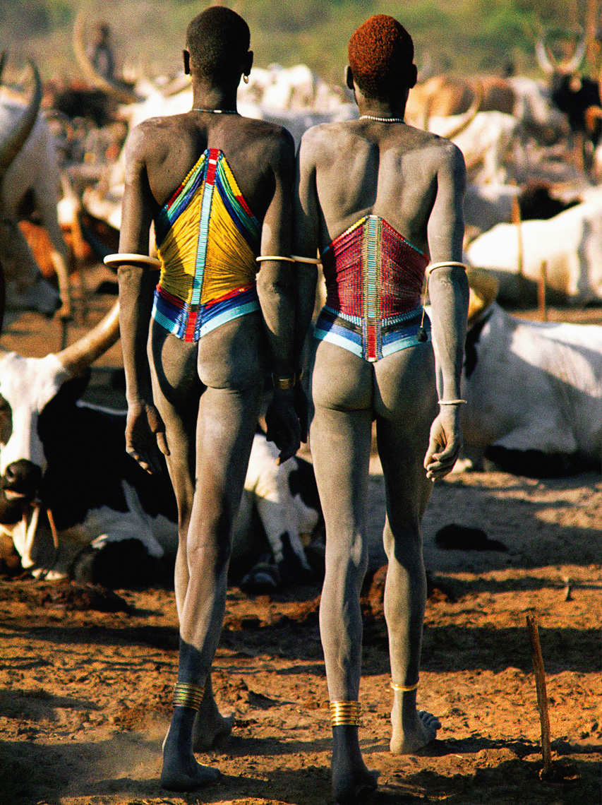 Dinka Men in Beaded Corsets, South Sudan