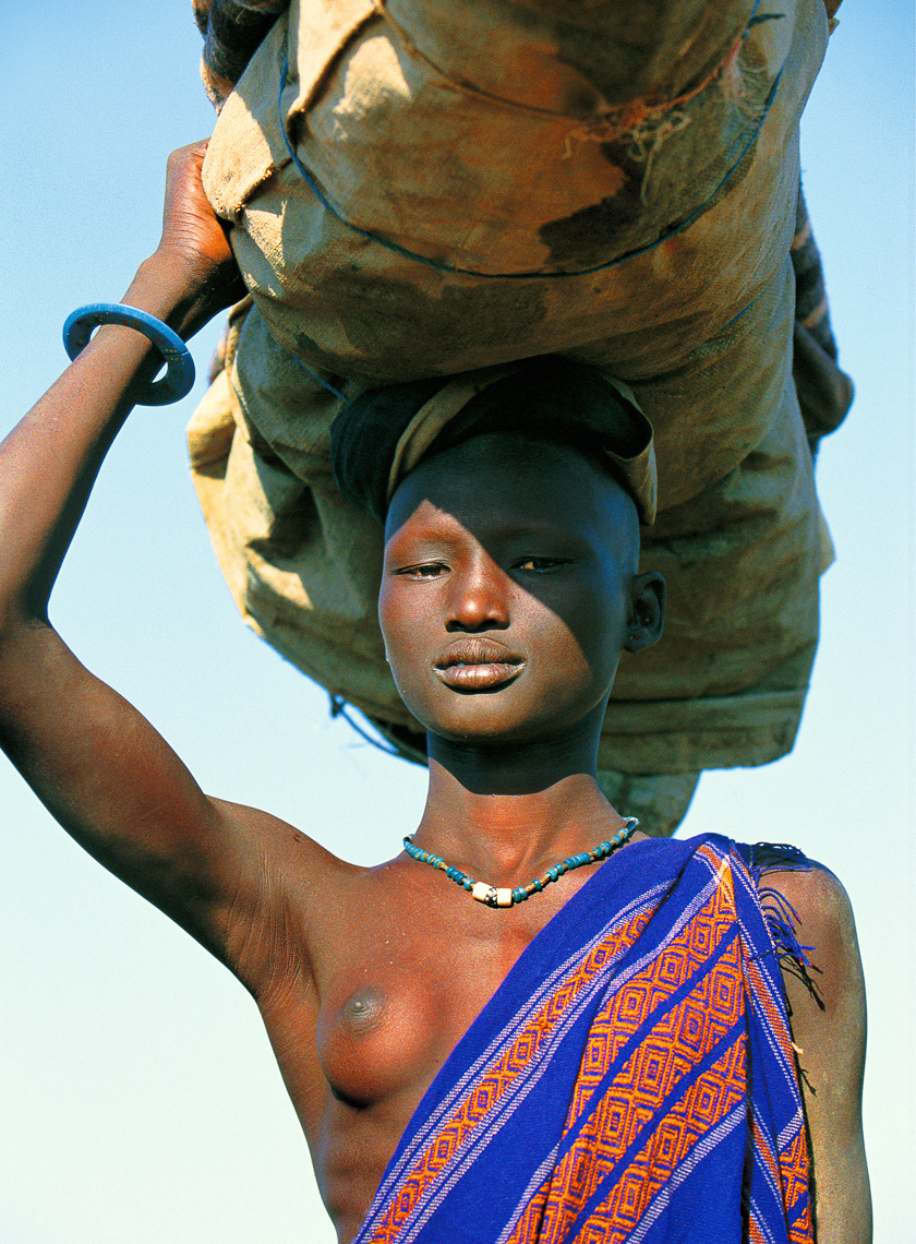 Dinka Woman Carrying Load, South Sudan