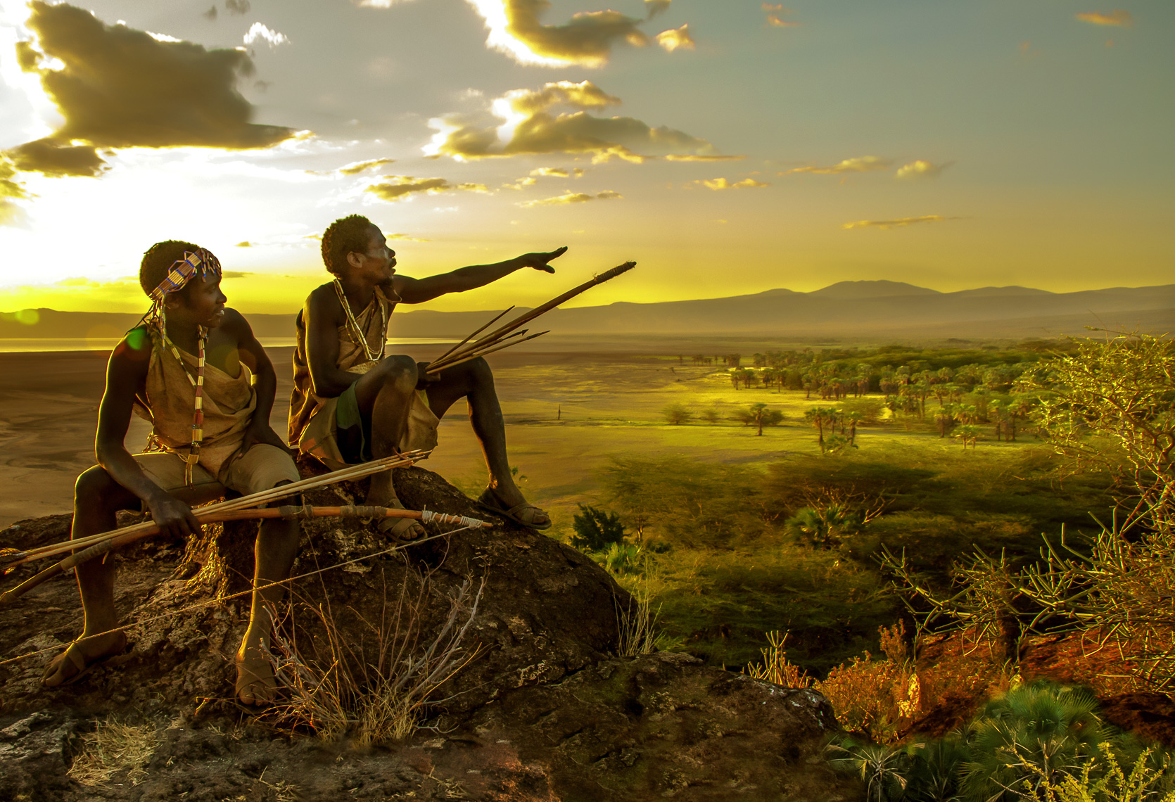  Hadza Hunters at Sunset, Tanzania