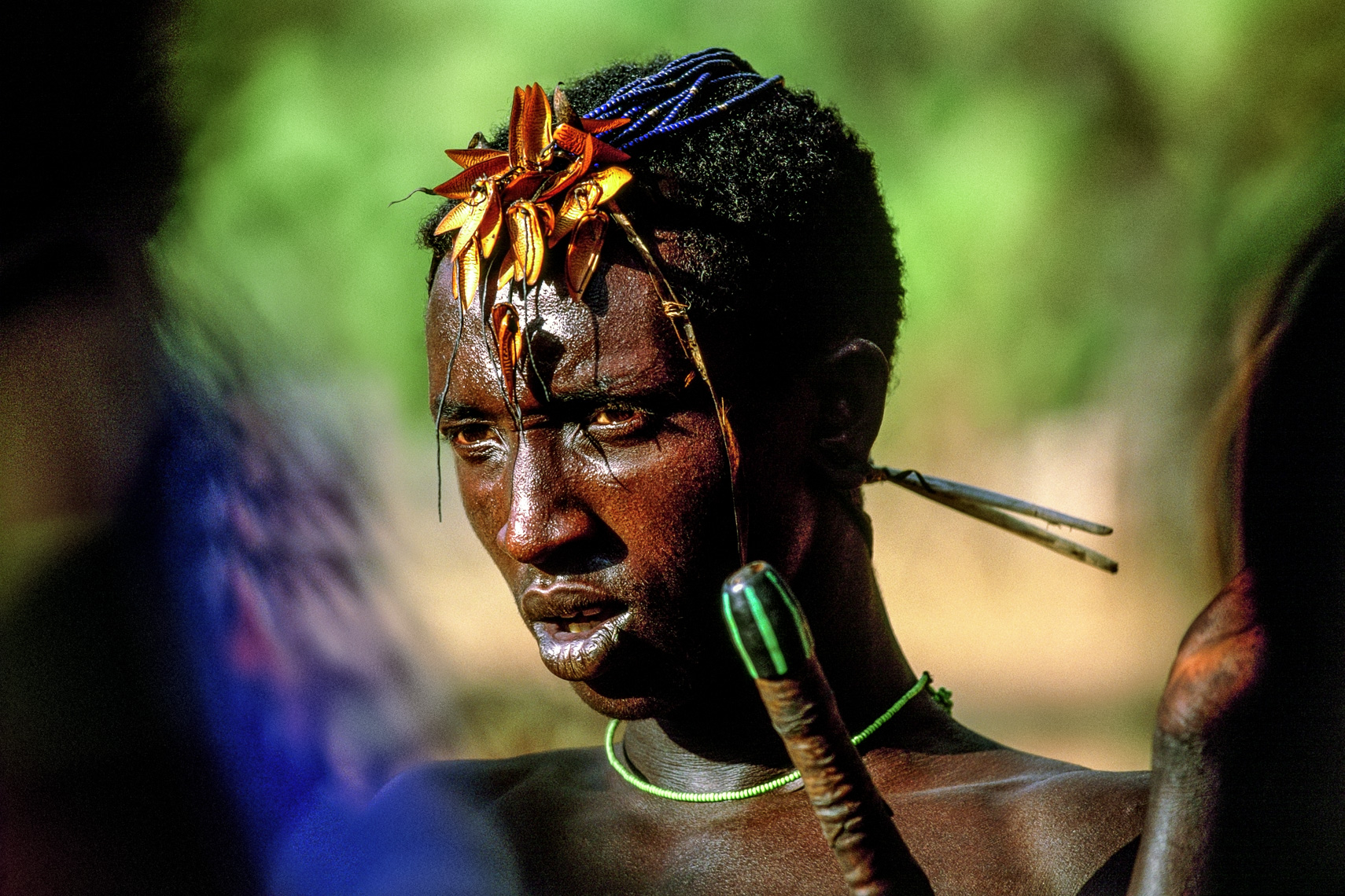 Samburu Initiate with Beetle Wing Adornments, Kenya