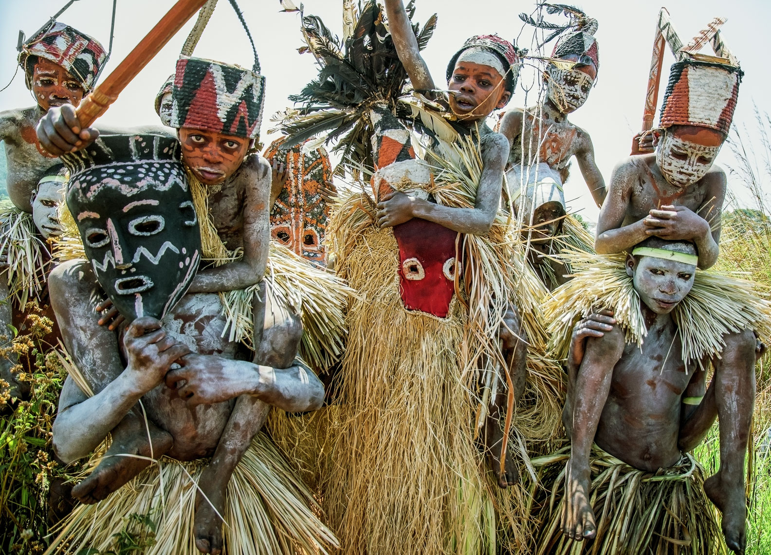 Salampasu Initiates and Masked Guardians, D.R. Congo