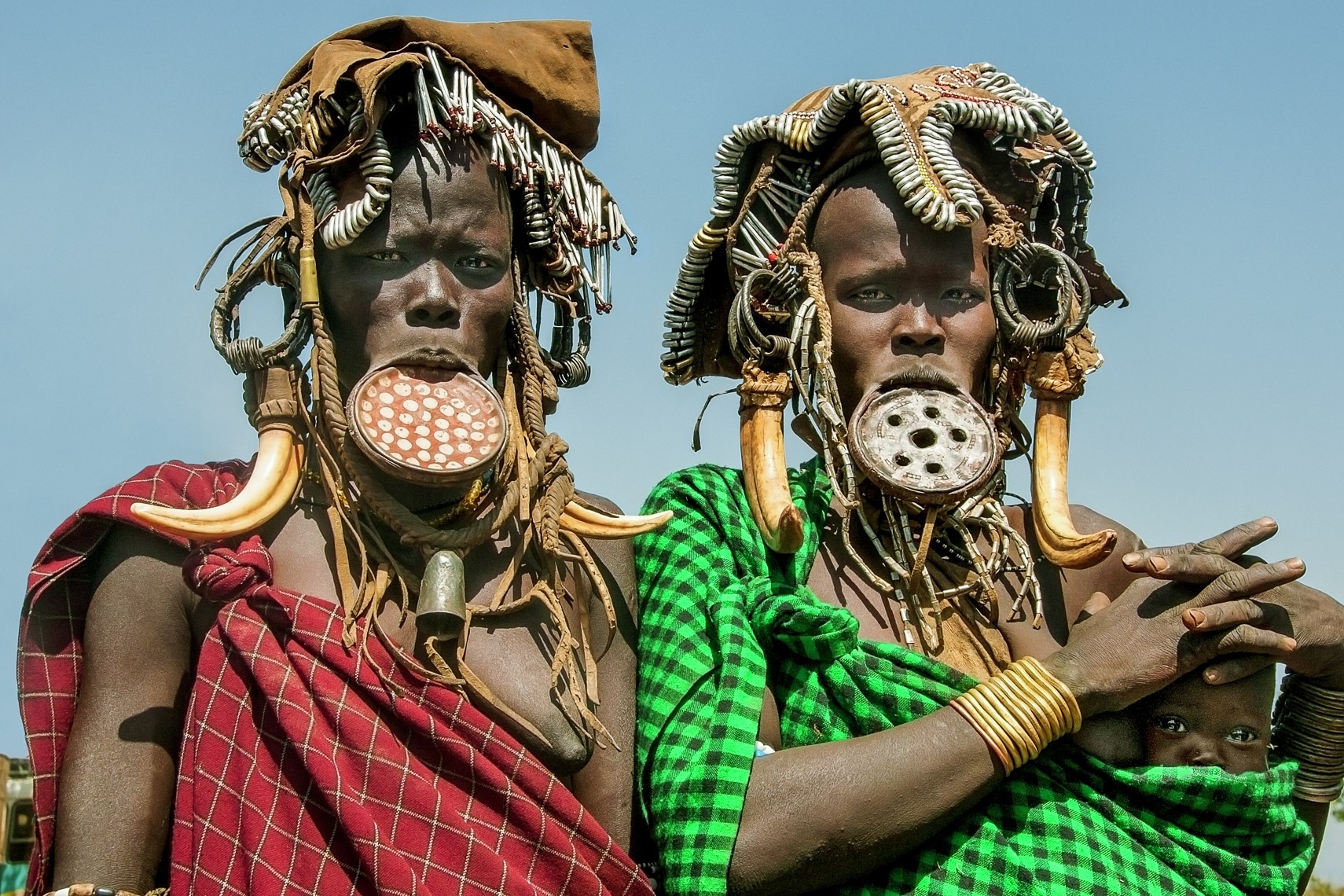 Mursi Women with Lip Plates, Omo Valley, Ethiopia