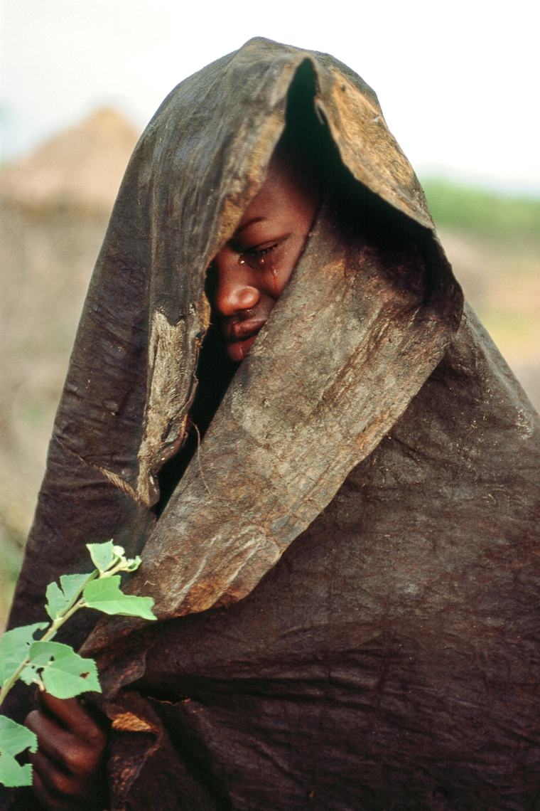 Pokot Female Initiate in Blackened Hide, Kenya