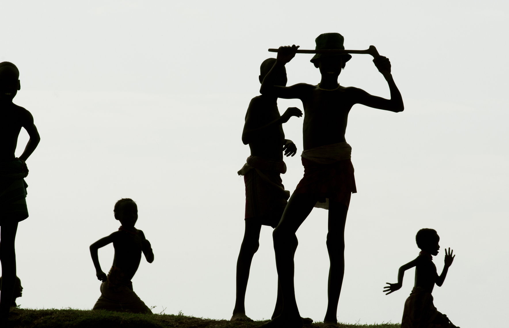  Silhouettes of Dassenech Children, Omo River, Ethiopia